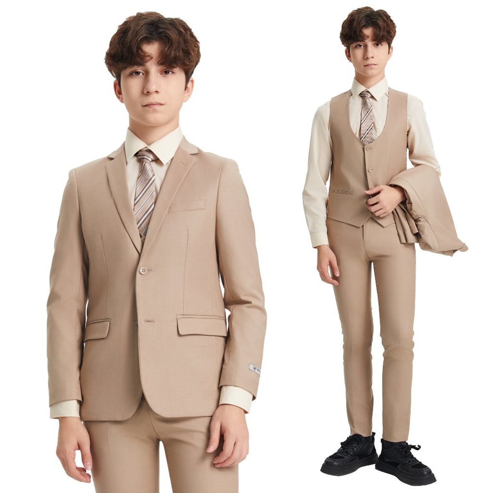 EXCLUSIVE Stacy Adams 5pc Boys Suit Slim-Fit, Mid Tan
